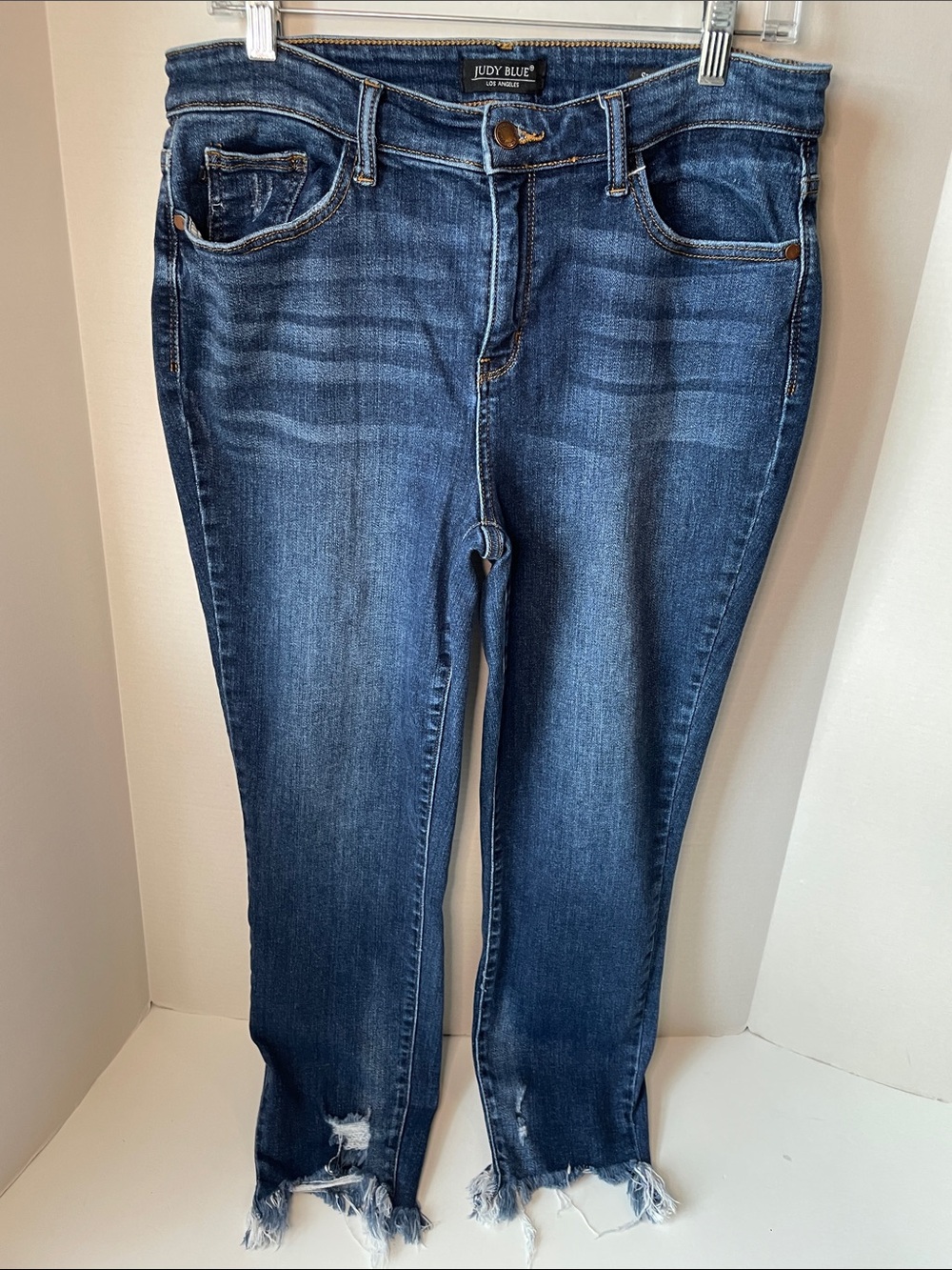 Judy Blue Size 13 / 31 Womens Frayed Hem Ankle Skinny Jeans Capris Slim fit